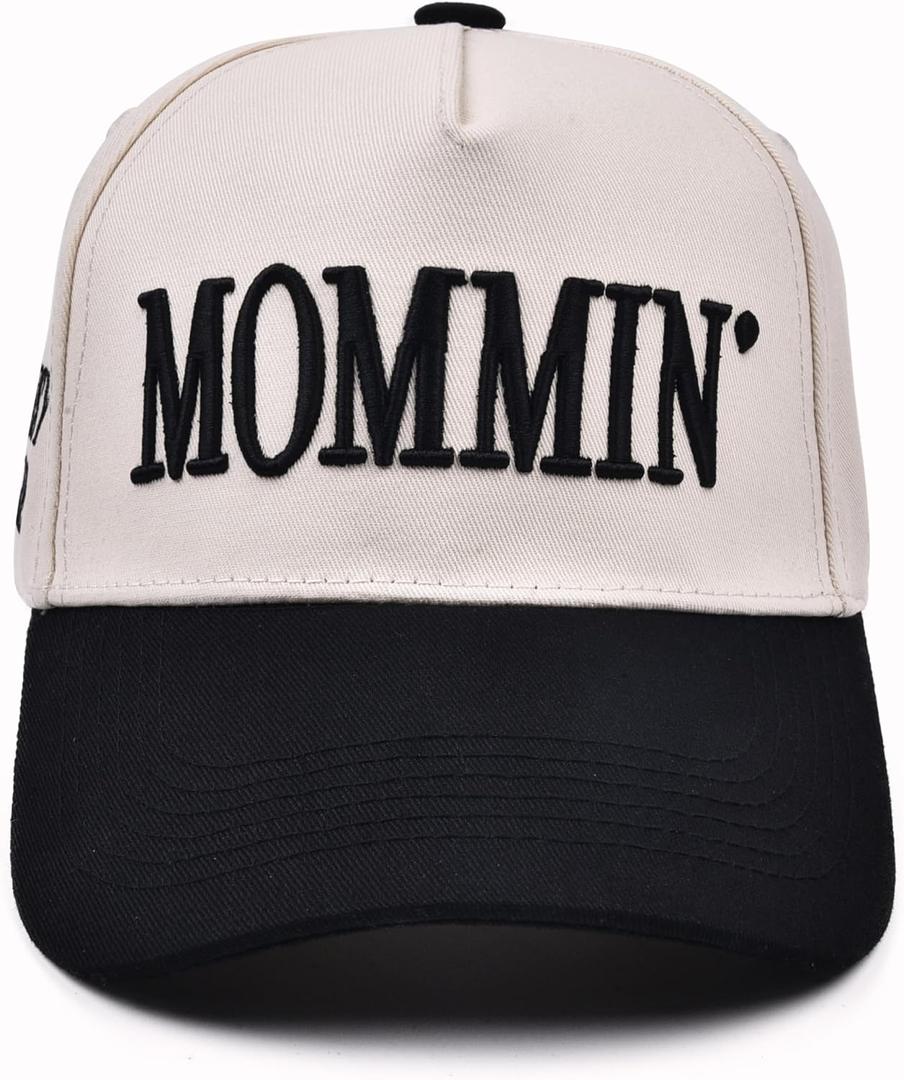 Mommin Trucker Hat, Adjustable Embroidered Vintage Two-Tone Mama Baseball Cap
