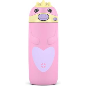 Ello Ellies 12oz Vacuum Insulated Stainless Steel Kids Water Bottle with Straw and Built-in Carrying Handle and Leak-Proof Locking Lid for School Backpack, Lunchbox and Outdoor Sports, Unicorn