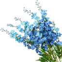 5pcs Blue Delphinium Artificial Flowers, 33" Silk Larkspur Faux Flower with Long Stem Fake Bouquet for Tall Floor Vase Kitchen Home Indoor Hyacinth Floral Plant Centerpiece Decor