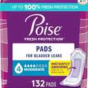 Poise Incontinence & Postpartum Pads for Bladder Leaks, 4 Drop Moderate Absorbency, Regular Length, 132 Count, Packaging May Vary