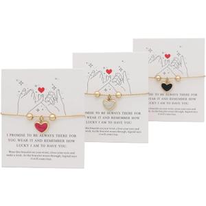 Smilebelle Galentines Day Gifts for Best Friend, Best Friendship Bracelets for 2/3 Sisters Bracelets, Valentines Day Gifts 14K Gold Adjustable Besties Matching Bracelet, Friendship Handmade Jewelry for Friends