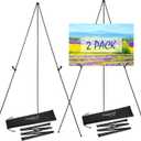 Magicfly Easel Stand for Display, 2 Pack Easel 63 Inch Portable Easel for Wedding Sign, Poster easel, White Boards, Collapsible Painting Art easel for Floor, Telescoping Metal Easel Tripod, Black