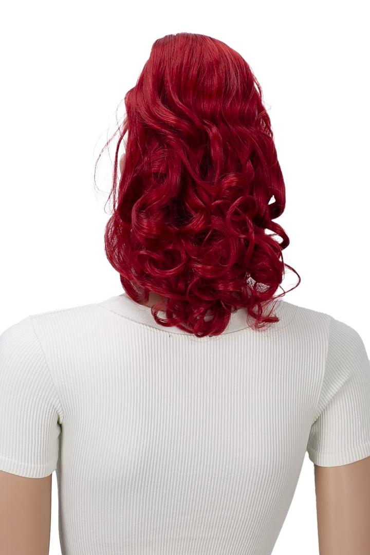 CAISHA 2 IN 1 Ponytail 12" Or 14" Hairpiece Clip On Extension Voluminous Wavy Red H10-2