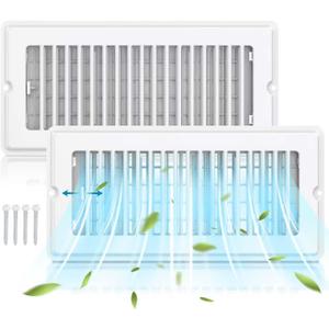 Floor Register 4x10-2 Pack Floor Vent Covers with Screw Walkable Vent Covers for Home Floor Ac Vent Cover Floor Vent Covers Adjustable Airflow HVAC Register Grilles (White)