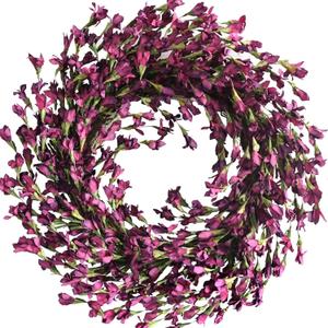 Bibelot Spring Wreath for Front Door, Artificial Forsythia Flower Wreath, Farmhouse Festival Wall Decor (Purple)
