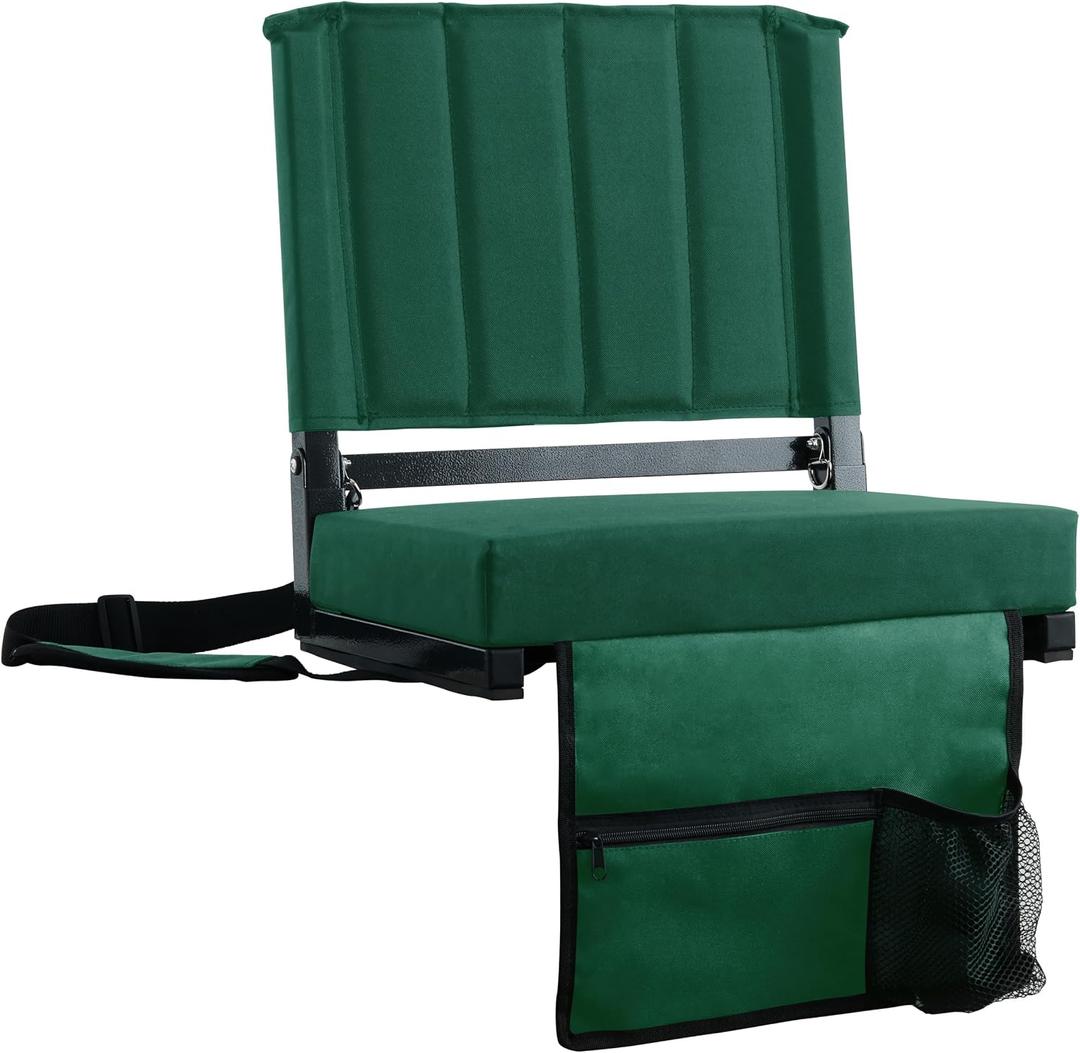 SPORT BEATS Stadium Seats with Back Support Bleacher Chairs with Back and Cushion Thick Padded Bleacher Seats Includes Shoulder Strap, Standard