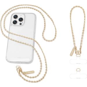 ROCONTRIP Metal Phone Chain Set Including Crossbody Phone Lanyard and Wrist Strap with 2*Tether Tabs Detachable iPhone Chain Strap Non-rust,Unbreak iPhone Wristlet Strap for Women Travel Essentials (Extended, Gold)