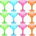 12 Pcs Plastic Margarita Glasses 12 oz Margarita Cups Mexican Theme Party Decorations Martini Glasses Bulk Cocktail Glass for Wedding Mexican Theme Carnivals (Multicolor)
