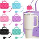 AIERSA Straw Cover Cap for Stanley Cup, Cute Beach Bag Straw Topper for 40/30oz Tumbler, Bag Straw Cover for Stanley Cup Accessories