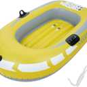 plplaaoo Inflatable One Person Boat Heavy Duty PVC Material Stable Pressure Resistant Rowing Air Boat for Fishing Drifting Diving Casual Surfing Maximum Load Capacity 180kg