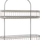 Zenna Home Shower Caddy, Modern and Functional, Steel Shower Rack with 2 Extra Wide Shelves and Built-in Hooks, Satin Nickel