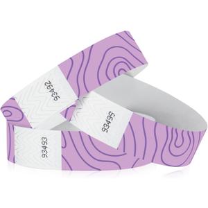 500 WristCo Purple Topographic Tyvek Wristbands for Events  Security Cuts & Tamper-Proof Design to Prevent Reuse  Premium-Grade Bracelets for Hospital & Medical ID, Party & VIP Identification