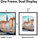 Americanflat 16x20 Poster Frame - Matted to 11x14 - Slim Molding - Black