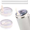40 oz Tumbler Flip Straw Lid Compatible with Stanley Cup 40oz Tumbler Tumbler Cover Compatible with Stanley Cup Quencher (Cream White, 2 Pack)