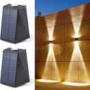 LUHLEE Solar Wall Lights Outdoor, Upgrade 2000mAh Wall Sconce IP65 Waterproof, Wall Mounted Solar Outdoor Lights for House Porch Fence Patio Pergola Garage Backyard Garden(Warm White, 2 Pack)