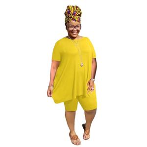 Mrskoala Women Two Piece Outfit Casual Sweatsuits Summer Sets (Yellow, Small)
