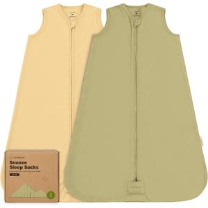 2-Pack Baby Sleep Sacks, Zipper Wearable Blanket - 0.5TOG Organic Cotton, Lightweight, Soft Cozy Toddler Sleeping Sack 6-12 months, Easy to Wear Large Newborn Transition Swaddles Sleepsacks (Avocado)