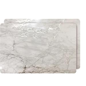 Dainty Home Foiled Granite Thick Cork Heat Resistant Dining Table Placemats Set of 2, 12" x 18" Rectangle, Marbled Silver, 2 Count - 2MC1218SI