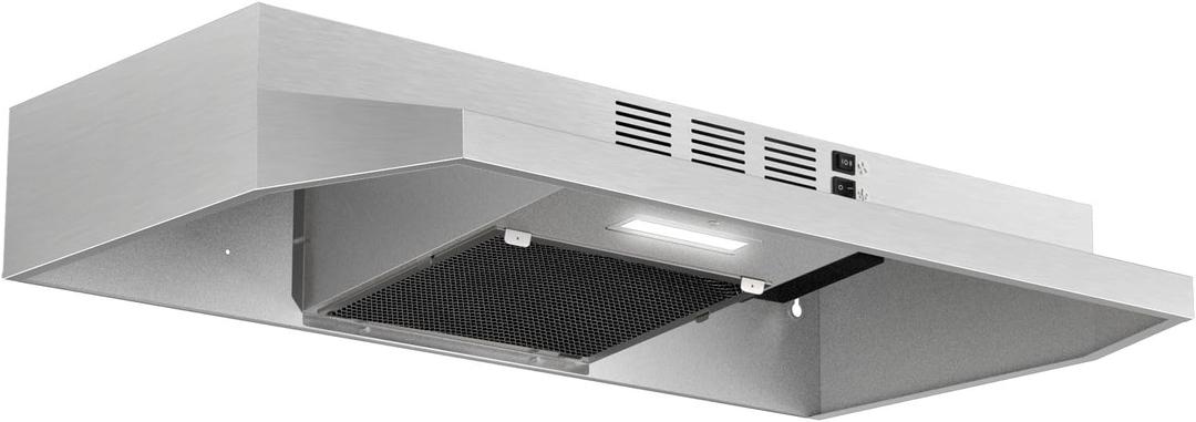 Range Hood 30 inch Under Cabinet, Stainless Steel Kitchen Vent Hood 280CFM, Built-in Kitchen Stove Hood w/Rocker Button Control, Ducted/Ductless Convertible Duct, 2 Speeds Fan, Bright LED Light
