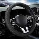 Car Steering Wheel Cover, Elastic Stretch Leather Wheel Protector with Anti-Slip Grip, Breathable Protective Cover for 14 1/2 to 15 Inch Steering Wheels, Car Accessories (Gray)