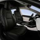 NLQR Front & Rear Full Seat Cover Set PU Leather Perforated Protector Cushion Black Compatible with Tesla Model 3 2017 2018 2019 2020 2021 2022 2023