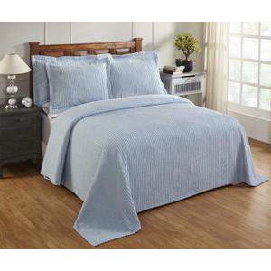 Better Trends 1 Piece Chenille Bedspread Full/Double Size 100% Cotton Chenille Bedding Lightweight Classic Stripe Pattern Bedroom Decor Jullian Collection 96" x 110"( Grey )