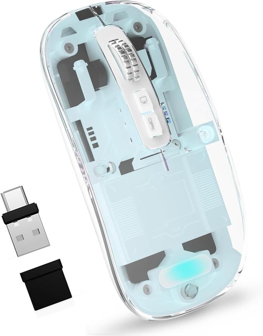 Bluetooth Wireless Mouse,4 Modes Mouse(BT5.2 & BT3.0 + USB-A & USB Type-C Mouse for Mac/MacBook Pro/MacBook pro/MacBook Air/PC/Mac/Laptop/Apple/ipad/Computer (Blue)