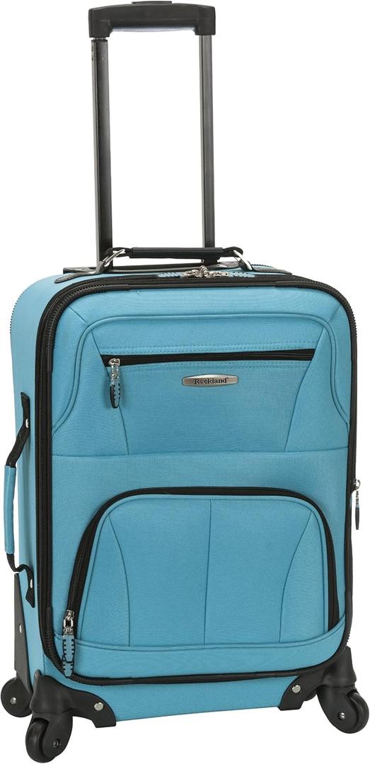 Rockland Pasadena Softside Spinner Wheel Luggage, Turquoise, Carry-On 20-Inch