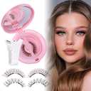 Soft Magnetic Eyelashes Natural Look Wispy Magentic Lashes Reusable Magnetic Eyelashes with Applicator No Glue Needed Press on Brown Magnetic Lashes Quick to Wear by JIMIRE