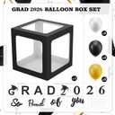 2026 Graduation Party Decorations, 4 PCS Black Balloon Boxes with Letters 2026 GRAD & So Proud of You and 24 PCS Balloons, Class of 2026 Party Supplies(Black)