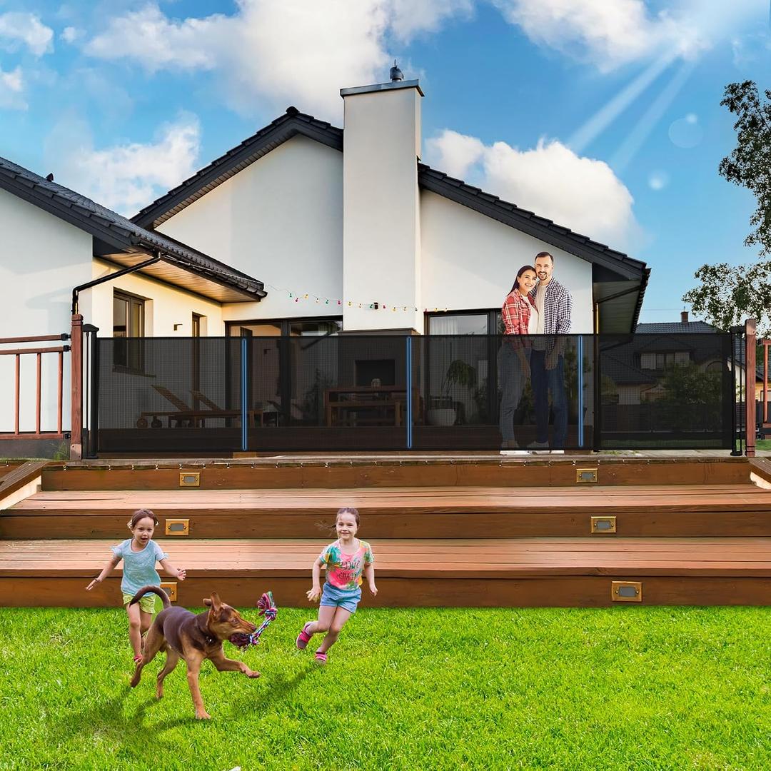 275" Retractable Baby Gates Dog Gate - 23ft Extra Wide Expandable Child Safety Gate,49" Tall Toddler Pet Mesh Gate with Reinforced Strips for Doorways,Stairs,Hallways,Outdoor & Indoor Large Openings