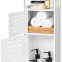 VOGGV Bathroom Storage Cabinet, Bathroom Floor Cabinet Freestanding 1 Doors and Shelves for Home Kitchen, Living Room and Hallway, 29.5 * 8.66 * 7.87In, White