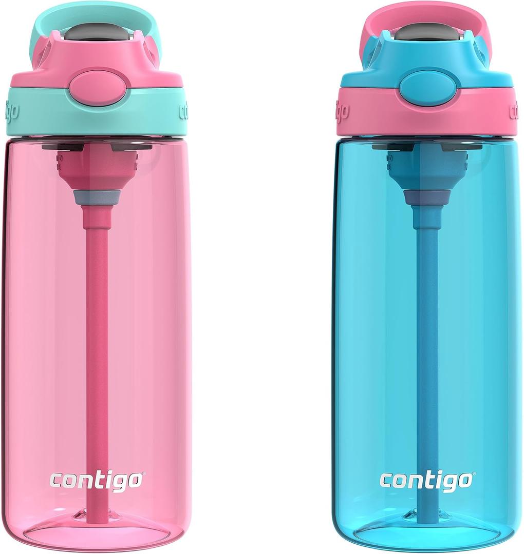 Contigo Aubrey Kids Water Bottle (20 oz (Pack of 2), Azalea & Blue Raspberry)
