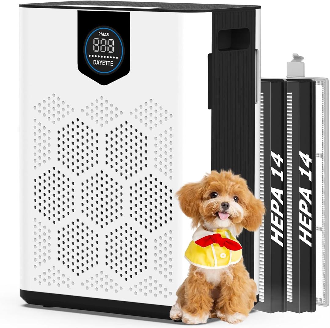DAYETTE Air Purifiers for Home Large Room Up to 3000 Ft with 2xH14 HEPA Filters, Air Purifiers for Pets Bedroom with Washable PreFilters, 2 TIMES Purification Speed In Turbo Mode for Dust, Hair, Odor DAYETTE Air Purifiers for Home Large Room Up to 3000 Ft with 2xH14 HEPA Filters, Air Purifiers for Pets Bedroom with Washable PreFilters, 2 TIMES Purification Speed In Turbo Mode for Dust, Hair, Odor