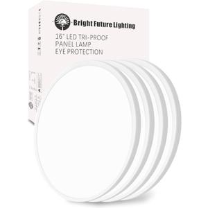 4Pack 16 Inch Flush Mount Ceiling Light, 32w Led Ceiling Light, 3000k/4000k/6000k Selectable 3480lm Ceiling Lights, Super Slim Led Light Fixture for Bedroom Kitchen Living Dining Room Office (White) (16Inch-4Pack)