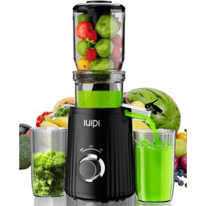 Cold Press Juicer, Slow Masticating Juicer Machines for Whole Vegetable and Fruit, 4.3" Feed Chute, BPA Free, Quiet Easy Clean Juicer to Unlock Fresh & Nutritious Juices (Black)