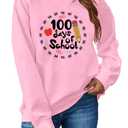 100 Days of School Shirt Women Teacher Sweatshirt Cute 100th Day of School Celebration Gifts Pullover Tops Pink (Pink)