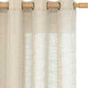 LAMIT Sheer Linen Curtains 84 Inches Long for Living Room, Light Filtering Boho Window Treatments Semi Sheer Neutral Drapes with Bronze Grommet for Bedroom, 52 x 84 Inch, 2 Panels Set, Linen