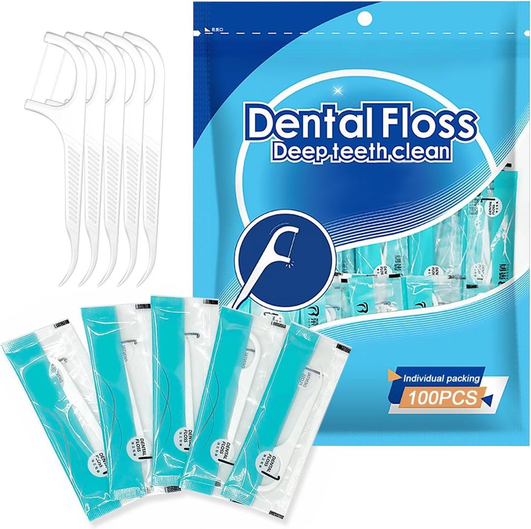 2 x 100 Count Dental Floss Picks Flossers for Adults Kids Independent Packaging Disposable Portable Household Travel Use Tensile
