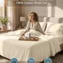 LANE LINEN Cal King Bed Sheets - 600 Thread Count Sateen Weave - Extra Thick & Comfy Cotton Sheets for Hotel Quality Softness - Securely Fits Mattress Upto 15'' Deep - Oeko Tex Certified - Ivory