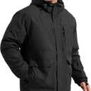FREE SOLDIER Men's Waterproof Ski Jacket Fleece Lined Warm Winter Snow Coat with Hood Fully Taped Seams (X-Large, Black)