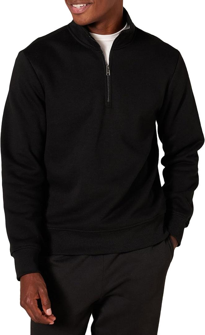 Amazon Essentials Men's Long-Sleeve Quarter-Zip Pullover Fleece Sweatshirt (Black, XL)