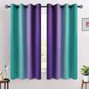 COSVIYA Grommet Ombre Room Darkening Curtains 63 inches Length for Kids/Girls Bedroom, Polyester Light Blocking Teal and Purple Gradient Window Drapes/Curtains for Living Room,2 Panels, 52x63 inches