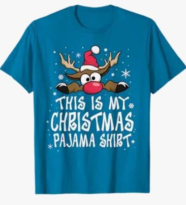 This is My Christmas Pajama Shirt Funny Christmas Reindeer T-Shirt