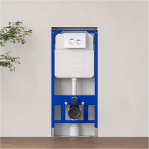 MEJE #MZE014P- In-Wall Toilet Tank Carrier with Dual-Flush Actuator Plate, White (Compitable with #MZE014P Wall-Hung Smart Toilet to work as A Intelligent Toilet Combo)