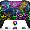 Gammeefy Switch Controller, Wireless Switch Pro Controller for Nintendo Switch/Switch 2/Lite/OLED, 9 Color Adjustable LED Switch Remote Compatible with PC/Android/IOS with Programmable Function