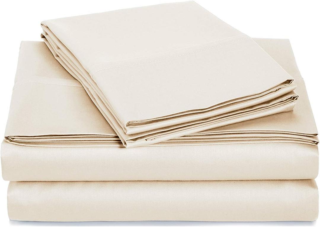 PLUSHY COMFORT Luxury Full Sleeper Sofa Bed Sheet Set, I100% Egyptian Cotton, 600 Thread Count - Ivory Plain Color, Soft Fabric, Size (54 x 72 +6 Inch Deep Pocket), 4 Pcs Sleeper Sofa Sheet Set