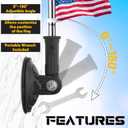 Suction Cup Flag Holder for RV, Camper Flag Pole Angle-Adjustable Car RV Flag Pole Mount, Heavy Duty Flag Holder for Truck, RV, Boat(2 Pack)