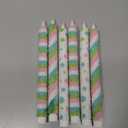 Baquler 6 Pcs Candy Theme Flameless Taper Candles 10.6 Inch Colorful Candy Strip and Polka Dots Candles Battery Operated LED Christmas Candlesticks for Xmas Centerpiece Holiday Party Home Decor