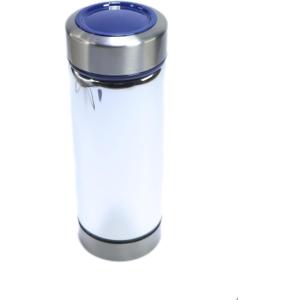 16.9oz/480ml Vacuum Insulated Glass Bottle, Drinking Cupglass lined thermos Borosilicate glass body,Glass liner inside(Blue Lid)